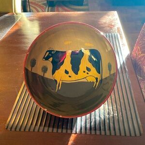 Decorative and Functional Painted Ceramic Bowl. 8” Round